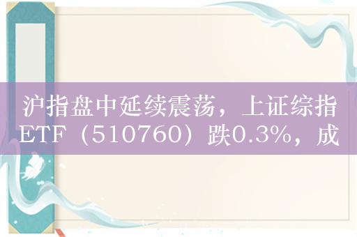 沪指盘中延续震荡，上证综指ETF（510760）跌0.3%，成交额超5000万元