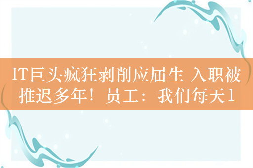 IT巨头疯狂剥削应届生 入职被推迟多年！员工：我们每天14小时哪有工作给他们