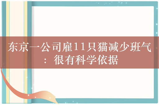 东京一公司雇11只猫减少班气：很有科学依据