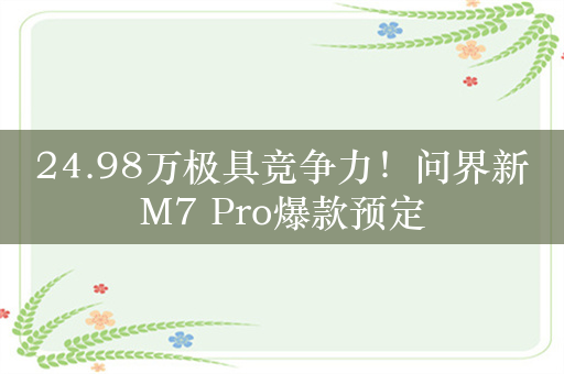 24.98万极具竞争力！问界新M7 Pro爆款预定