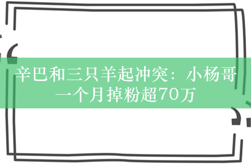 辛巴和三只羊起冲突：小杨哥一个月掉粉超70万