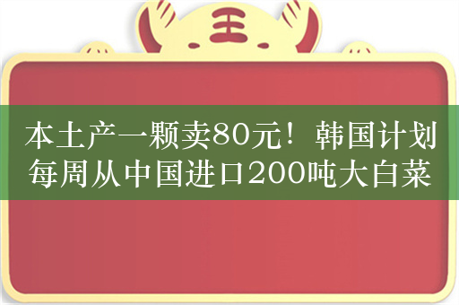 本土产一颗卖80元！韩国计划每周从中国进口200吨大白菜