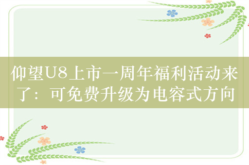 仰望U8上市一周年福利活动来了：可免费升级为电容式方向盘