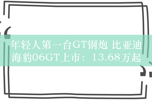 年轻人第一台GT钢炮 比亚迪海豹06GT上市：13.68万起