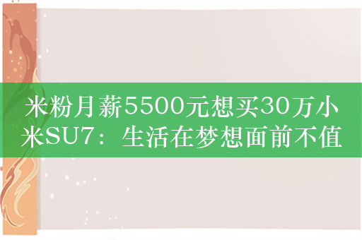 米粉月薪5500元想买30万小米SU7：生活在梦想面前不值一提