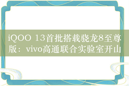 iQOO 13首批搭载骁龙8至尊版：vivo高通联合实验室开山之作