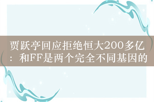 贾跃亭回应拒绝恒大200多亿：和FF是两个完全不同基因的公司