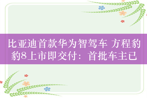 比亚迪首款华为智驾车 方程豹豹8上市即交付：首批车主已提车