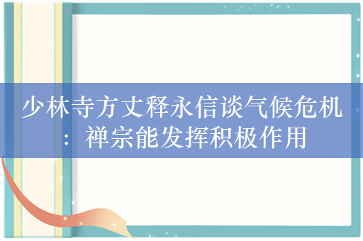 少林寺方丈释永信谈气候危机：禅宗能发挥积极作用