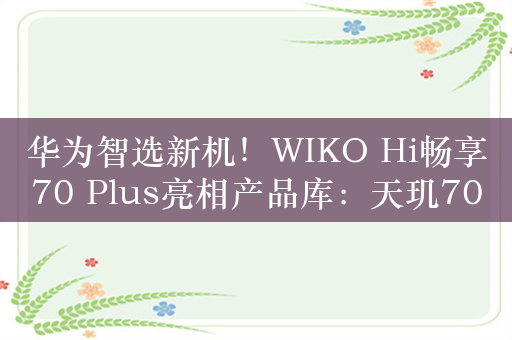 华为智选新机！WIKO Hi畅享70 Plus亮相产品库：天玑700处理器配6100mAh大电池