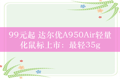 99元起 达尔优A950Air轻量化鼠标上市：最轻35g