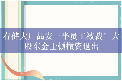 存储大厂品安一半员工被裁！大股东金士顿撤资退出