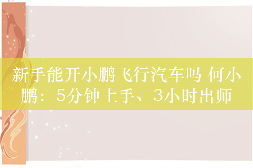新手能开小鹏飞行汽车吗 何小鹏：5分钟上手、3小时出师