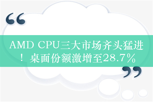 AMD CPU三大市场齐头猛进！桌面份额激增至28.7％