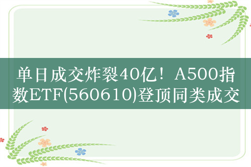 单日成交炸裂40亿！A500指数ETF(560610)登顶同类成交榜