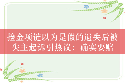 捡金项链以为是假的遗失后被失主起诉引热议：确实要赔