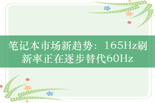 笔记本市场新趋势：165Hz刷新率正在逐步替代60Hz