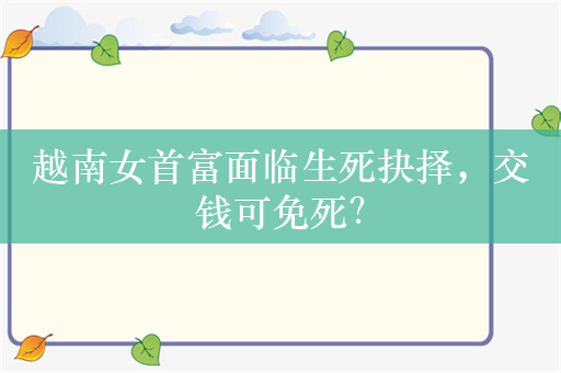 越南女首富面临生死抉择，交钱可免死？