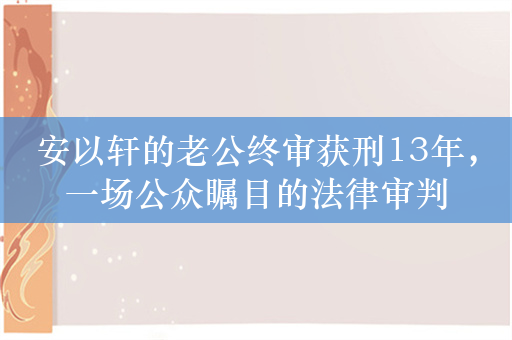 安以轩的老公终审获刑13年，一场公众瞩目的法律审判