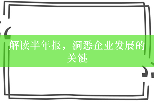 解读半年报，洞悉企业发展的关键