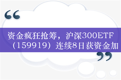 资金疯狂抢筹，沪深300ETF（159919）连续8日获资金加仓，基金最新规模近380亿元