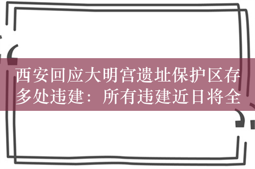 西安回应大明宫遗址保护区存多处违建：所有违建近日将全部拆除