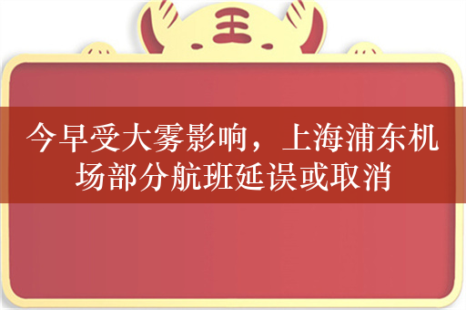 今早受大雾影响，上海浦东机场部分航班延误或取消