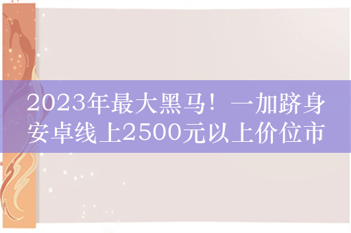 2023年最大黑马！一加跻身安卓线上2500元以上价位市场TOP2