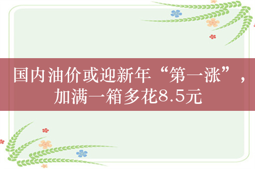 国内油价或迎新年“第一涨”，加满一箱多花8.5元