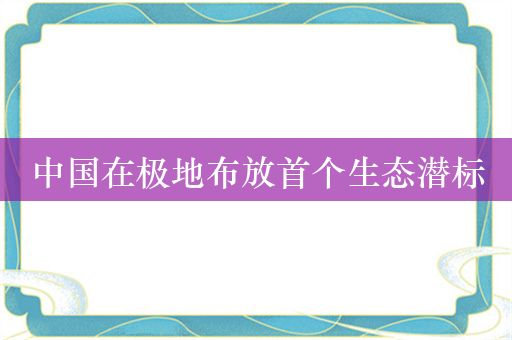 中国在极地布放首个生态潜标