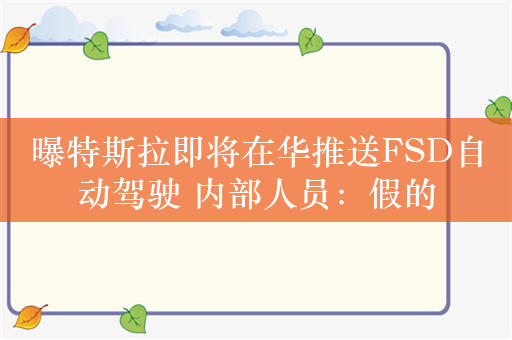 曝特斯拉即将在华推送FSD自动驾驶 内部人员：假的