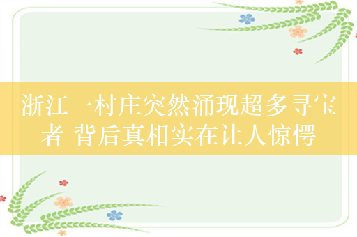 浙江一村庄突然涌现超多寻宝者 背后真相实在让人惊愕