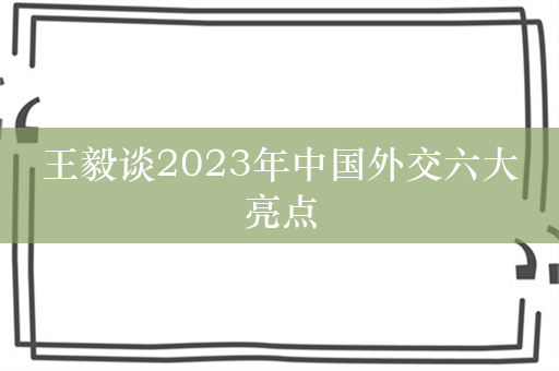 王毅谈2023年中国外交六大亮点