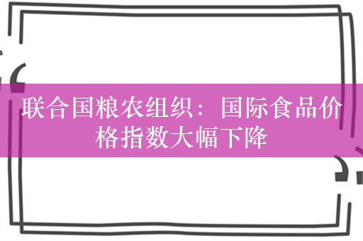 联合国粮农组织：国际食品价格指数大幅下降