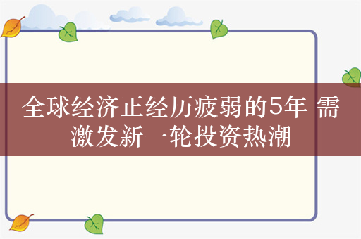 全球经济正经历疲弱的5年 需激发新一轮投资热潮