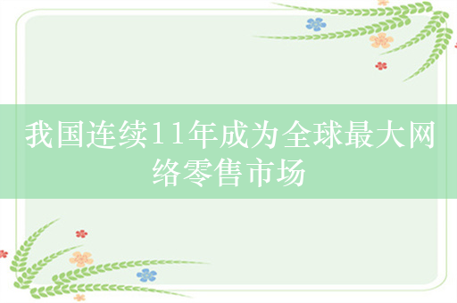 我国连续11年成为全球最大网络零售市场