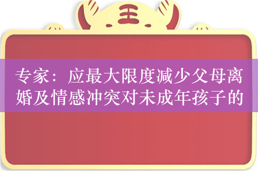 专家：应最大限度减少父母离婚及情感冲突对未成年孩子的负面影响